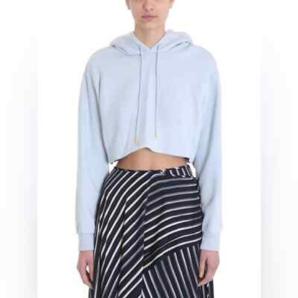 Diane Von Furstenberg Light Blue Cropped Hoodie
